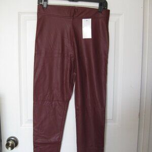NWT Lemite Wine Colored Faux Leather Leggings Style#:P9151 sz L
